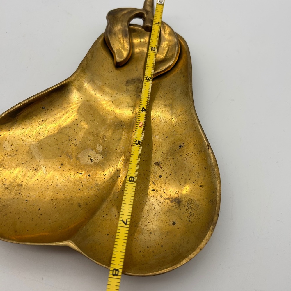 Waccamaw Brass Works Handcrafted Solid Brass Pear Trinket Dish Made in India - Picture 5 of 5